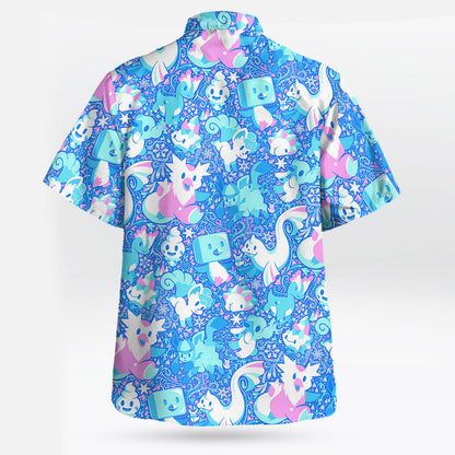 Aurora Beam Hawaiian Shirt Light Blue Cosmic Vibes