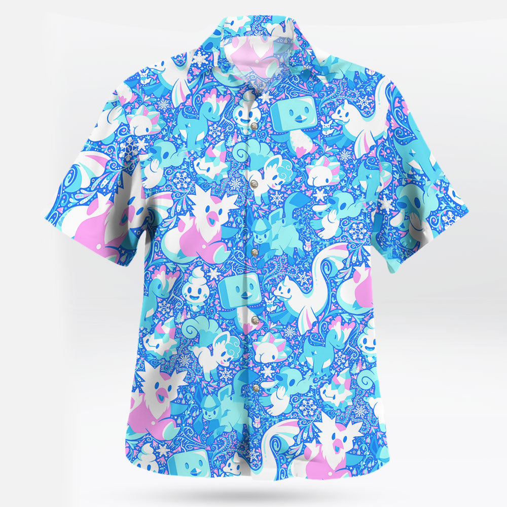 Aurora Beam Hawaiian Shirt Light Blue Cosmic Vibes
