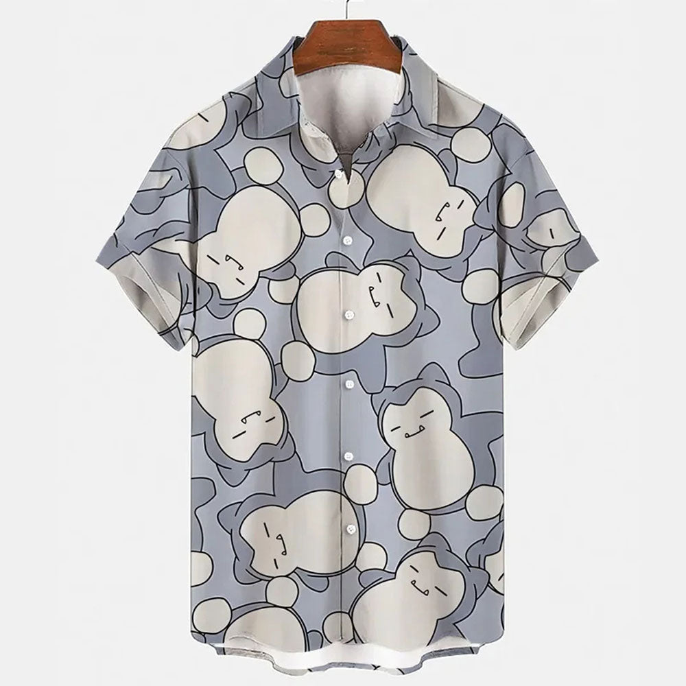 Pokemon Snorlax Pattern Hawaiian Shirt Inspired Summer Beachwear