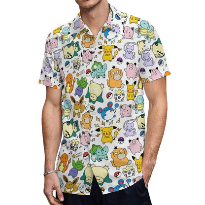 Mini Character Pattern Hawaiian Shirt