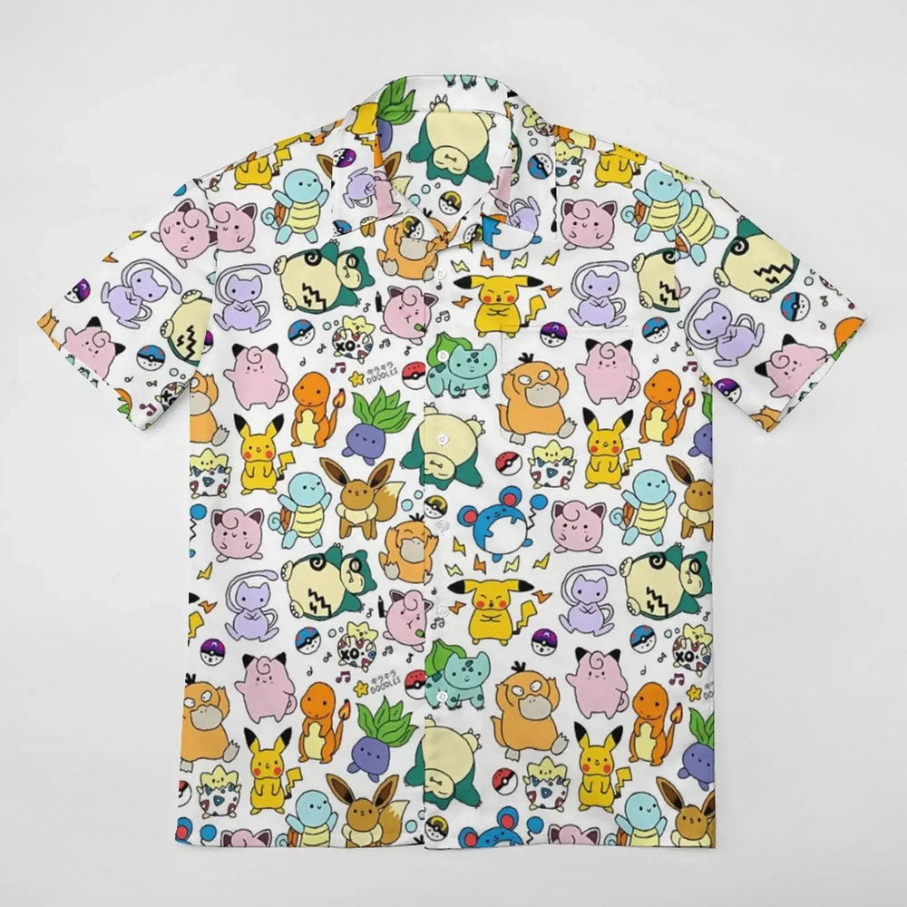 Mini Character Pattern Hawaiian Shirt