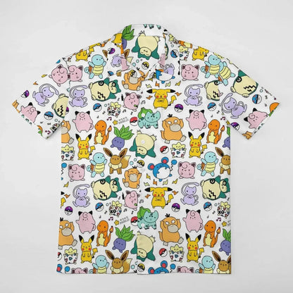Mini Character Pattern Hawaiian Shirt