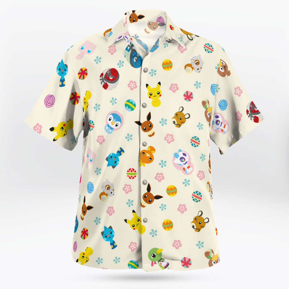 Tiny Pokémon Button-Up Hawaiian Shirt Adorable Design