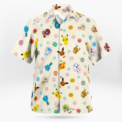 Tiny Pokémon Button-Up Hawaiian Shirt Adorable Design