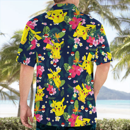 Electric Mouse Floral Pattern Hawaiian Shirt