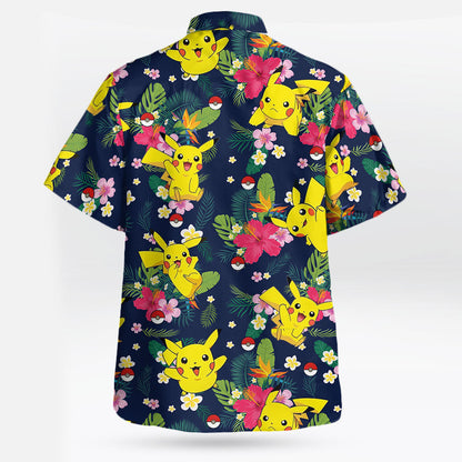 Electric Mouse Floral Pattern Hawaiian Shirt
