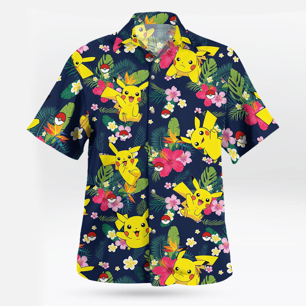 Pikachu Floral Pattern Hawaiian Shirt Tropical Summer Style