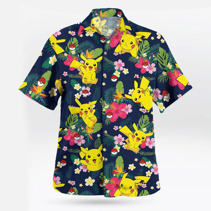 Pikachu Floral Pattern Hawaiian Shirt Tropical Summer Style