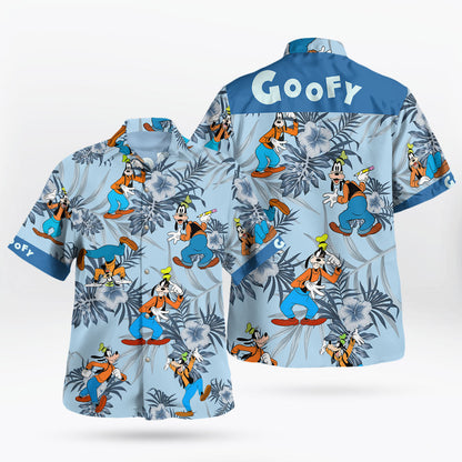 Blue Tropical Floral Cartoon Hawaiian Shirt