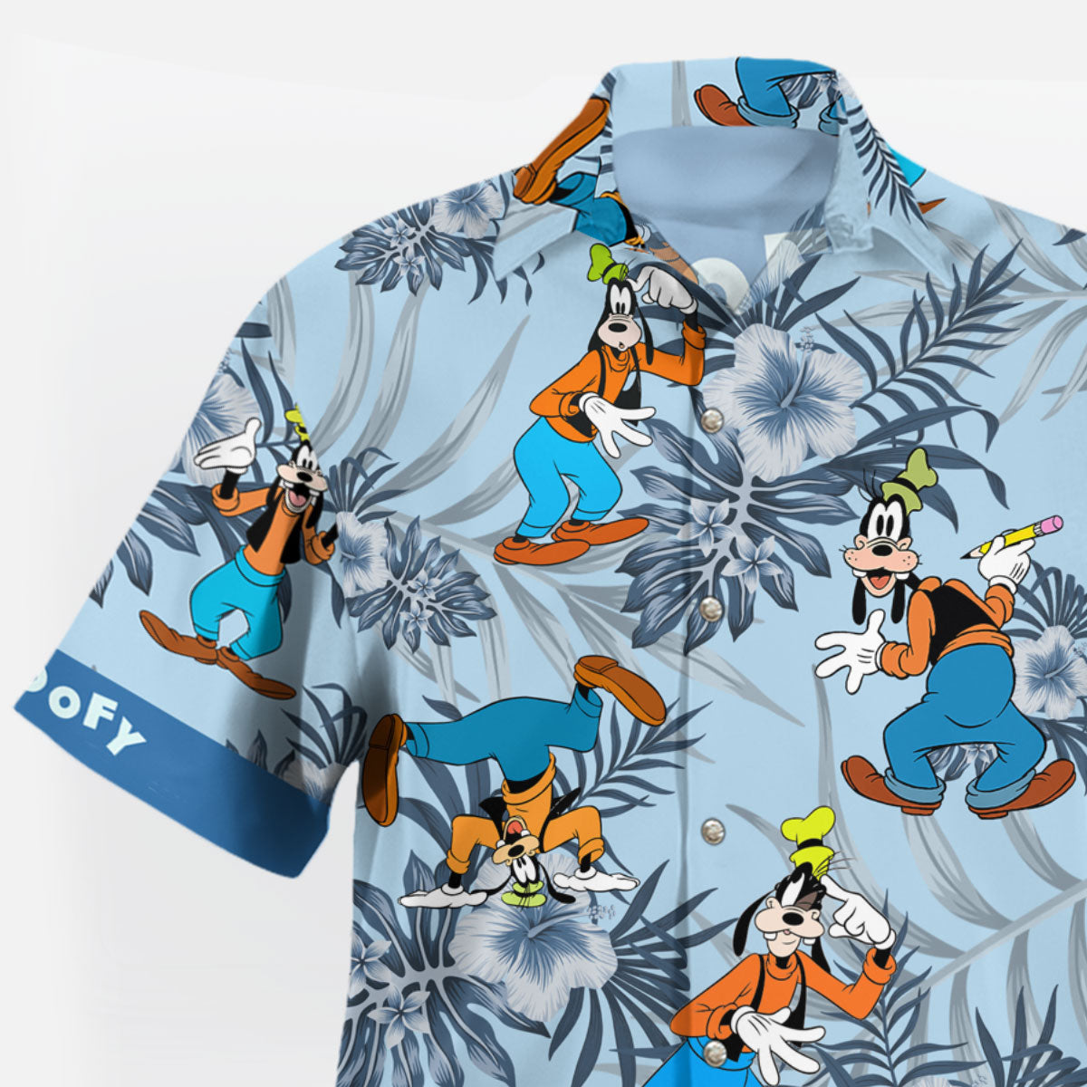Blue Tropical Floral Cartoon Hawaiian Shirt