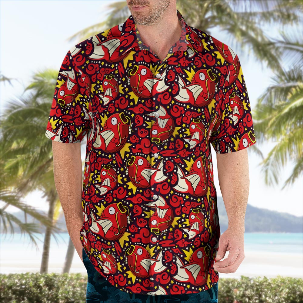 Tropical Fish Red Button-Up Hawaiian Shirt
