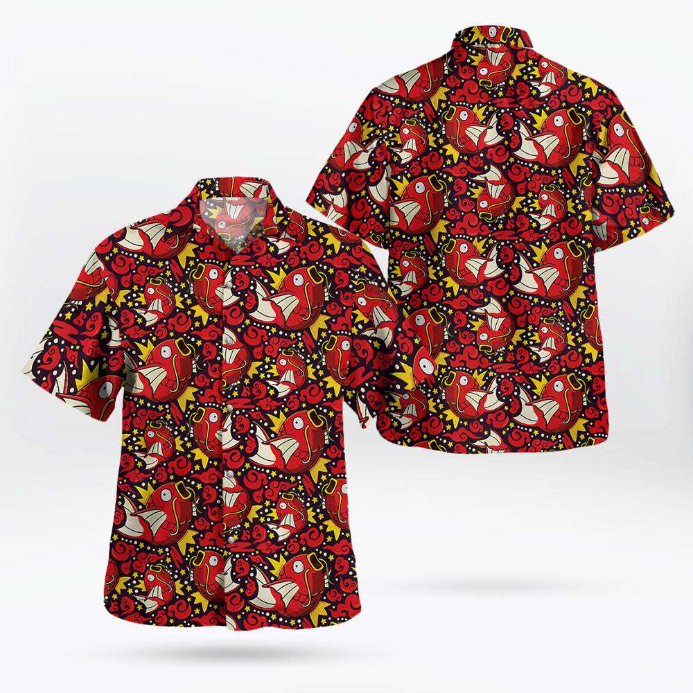 Tropical Fish Red Button-Up Hawaiian Shirt