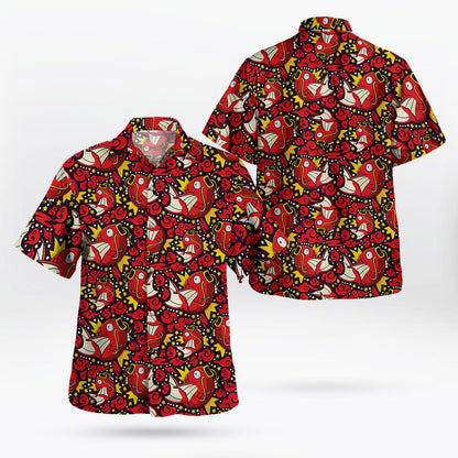 Tropical Fish Red Button-Up Hawaiian Shirt