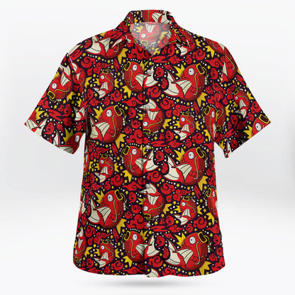 Tropi Pokemon Magikarp Button Up Red Hawaiian Shirt