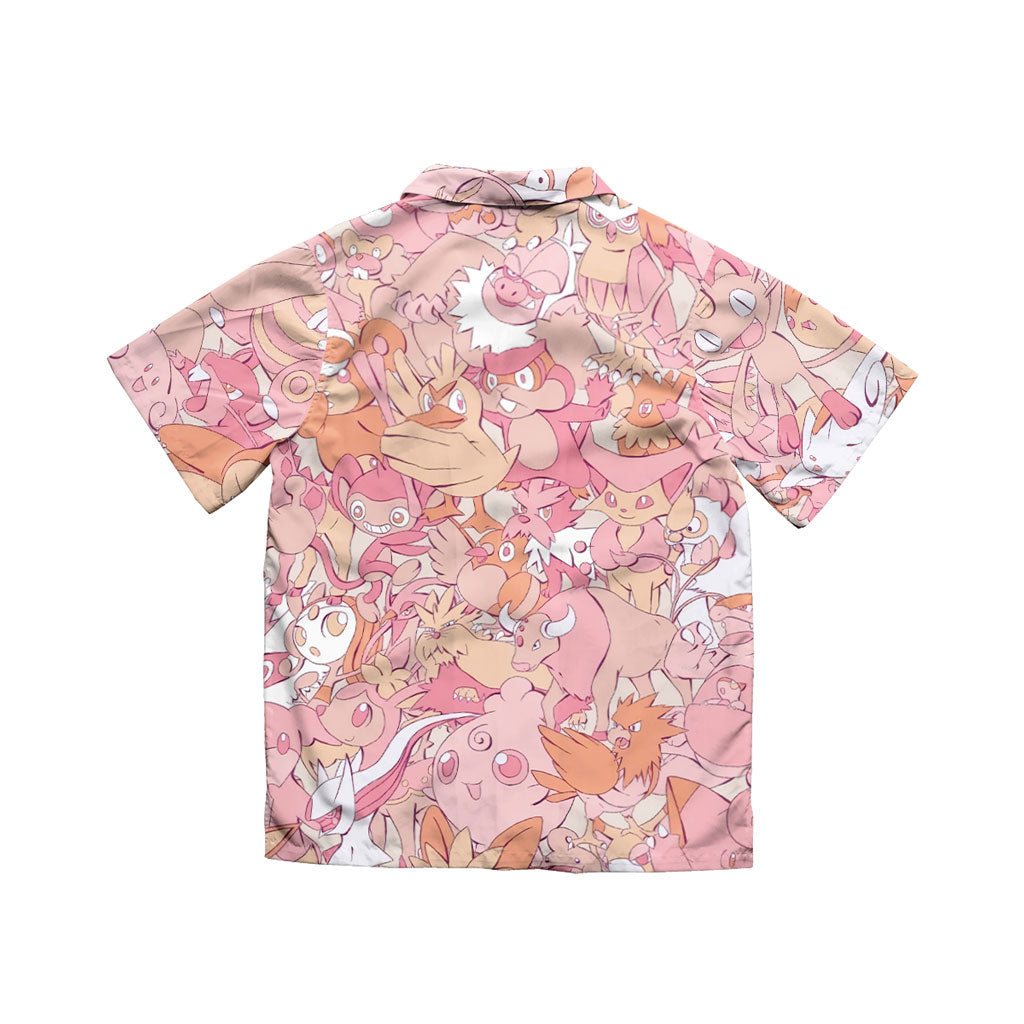 Pink Normal Type Creature Collage Hawaiian Shirt