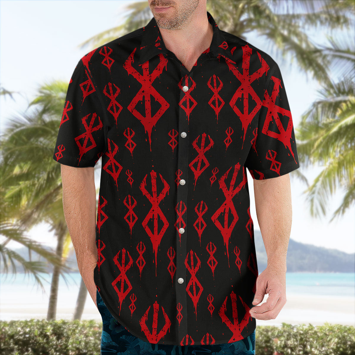 Black Red Dark Fantasy Anime Hawaiian Shirt