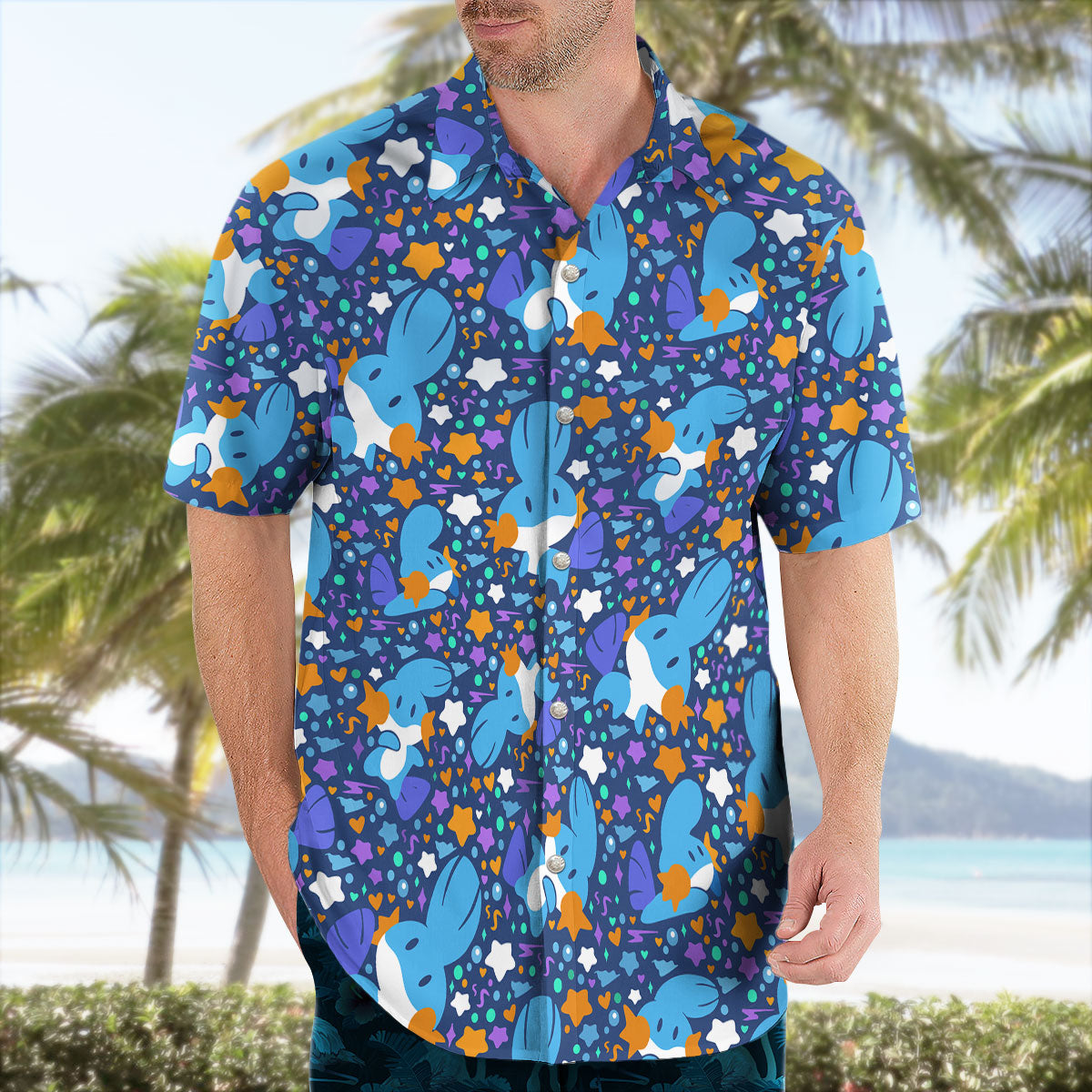 Blue Water Creature Aloha Pattern Hawaiian Shirt