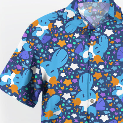 Blue Water Creature Aloha Pattern Hawaiian Shirt