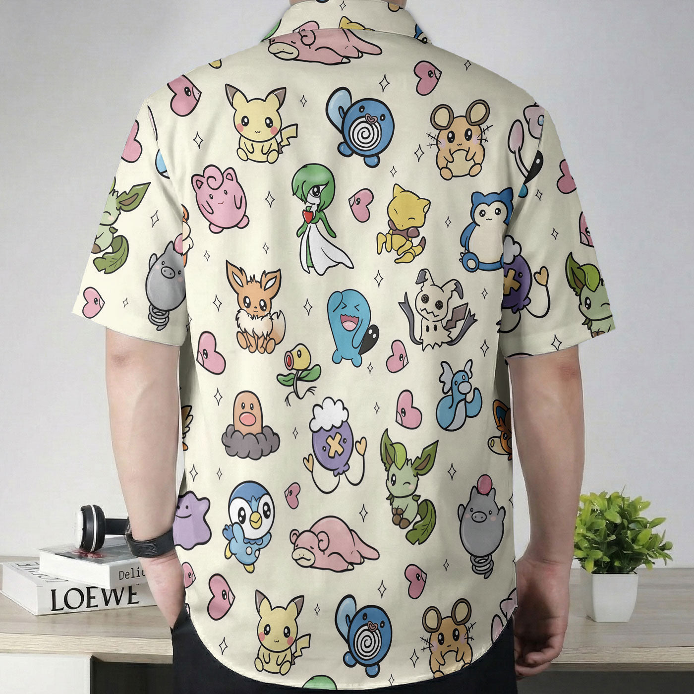 Pastel Yellow Kawaii Character Hawaiian Shirt