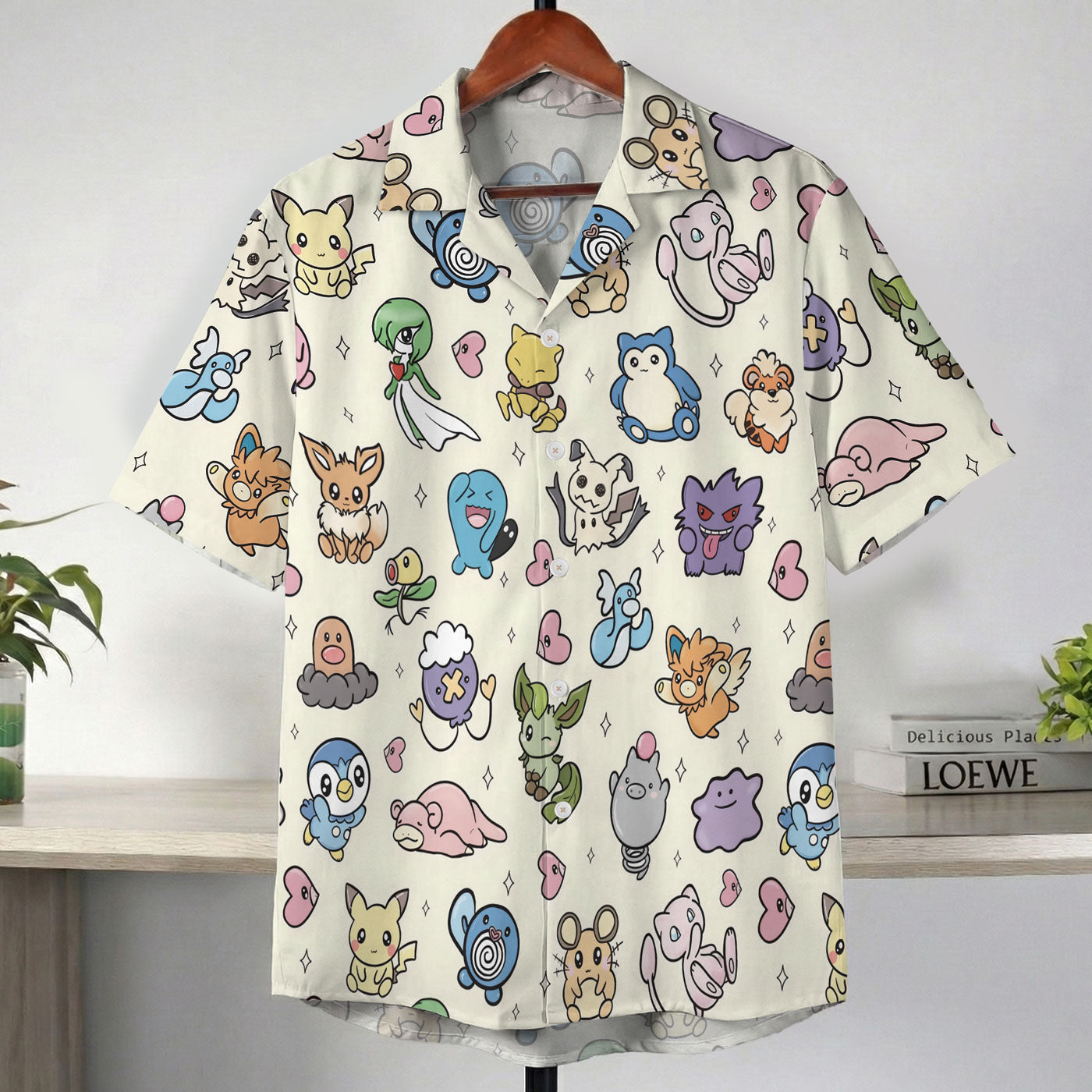 Pastel Yellow Kawaii Pokemon Character Hawaiian Shirt