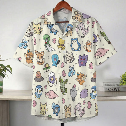 Pastel Yellow Kawaii Pokemon Character Hawaiian Shirt