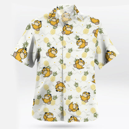 Cute Psyduck Pineapple Pattern Hawaiian Shirt Tropical Quirk Style