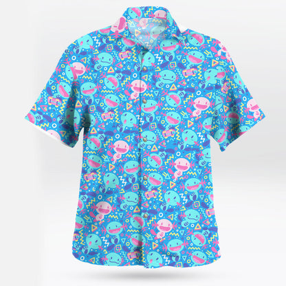 Wooper Pattern Hawaiian Shirt Blue Tropical Vibes for Pokemon Fans