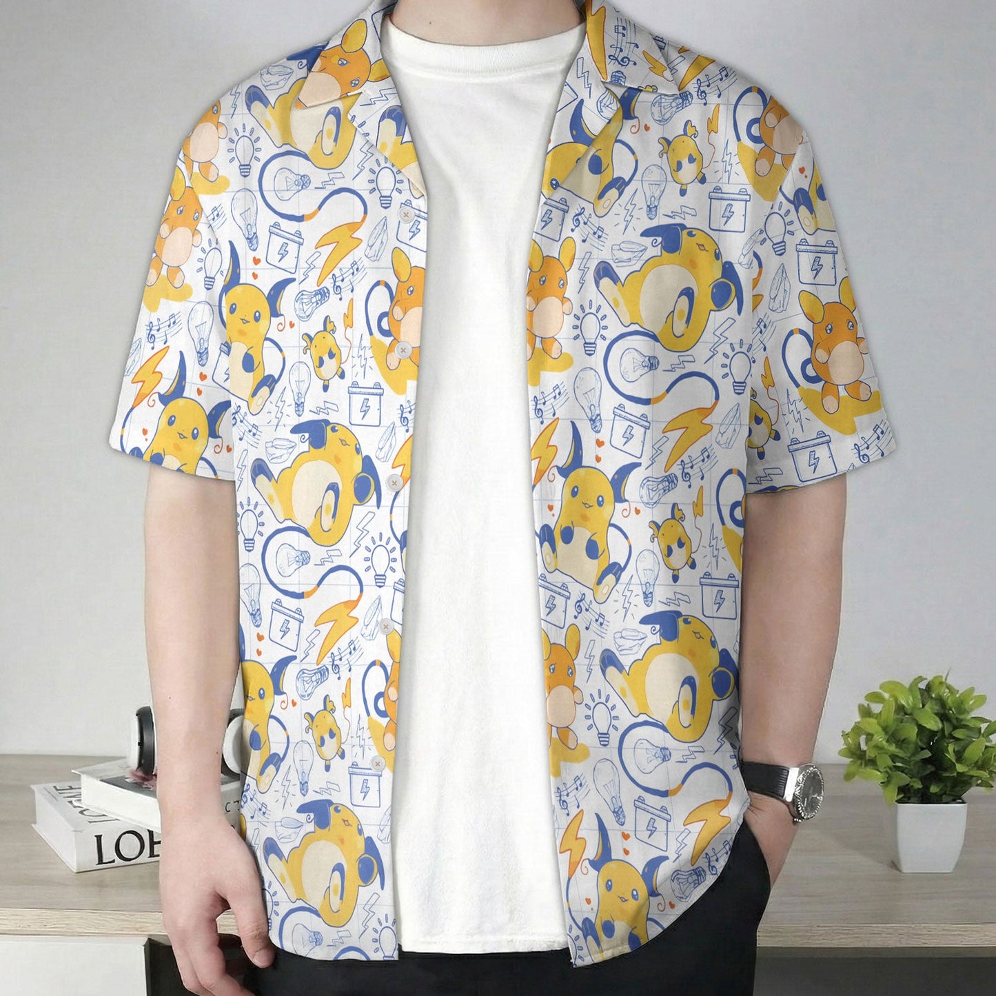 Kawaii Electric Pattern Anime Hawaiian Shirt