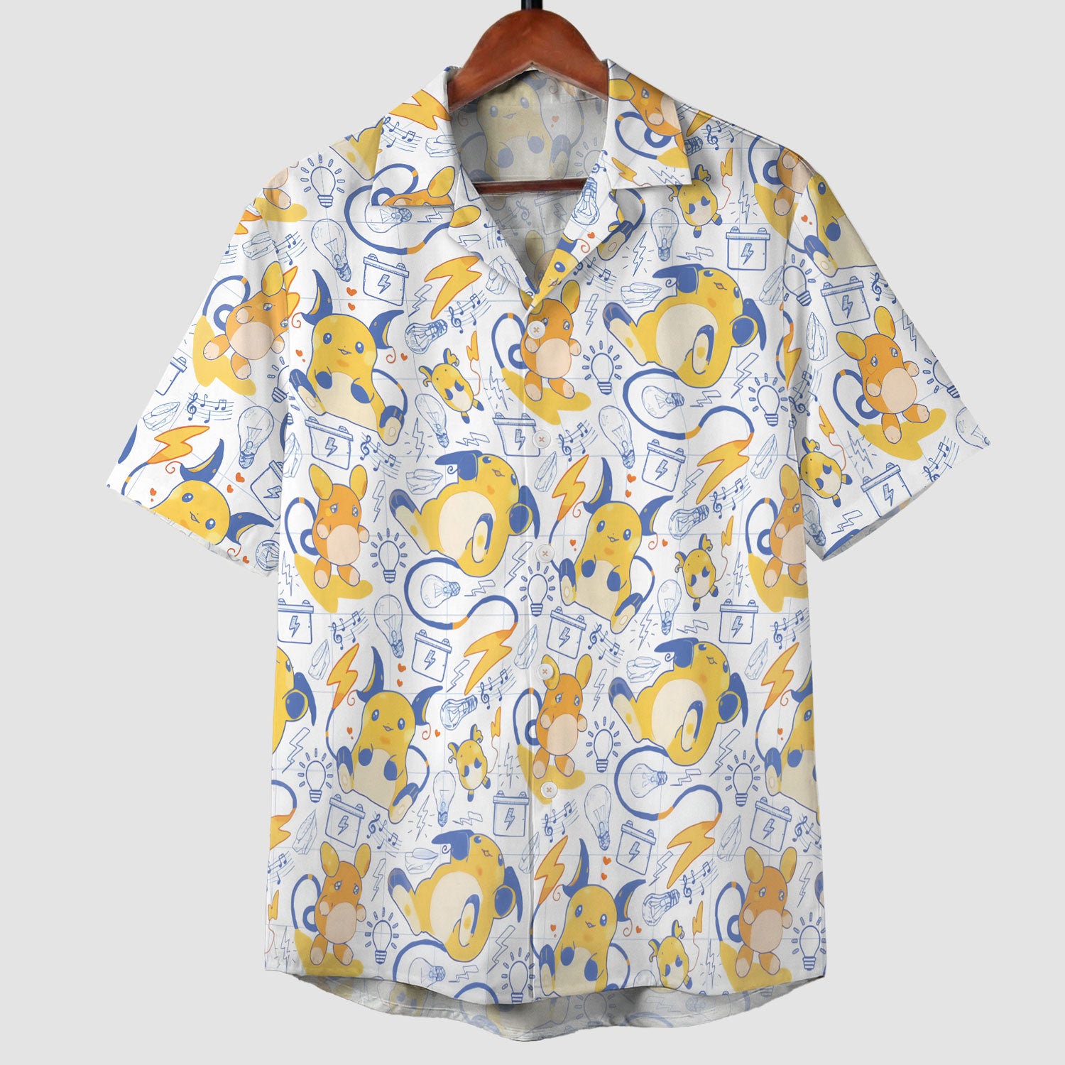 Anime Pokemon Raichu Kawaii Electric Pattern Hawaiian Shirt