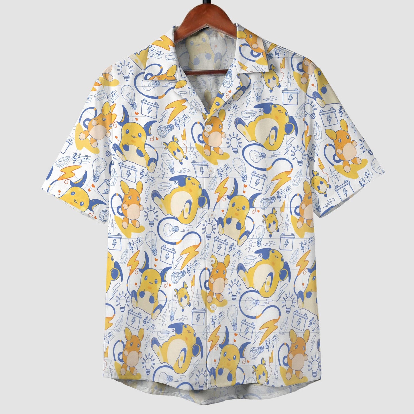 Anime Pokemon Raichu Kawaii Electric Pattern Hawaiian Shirt