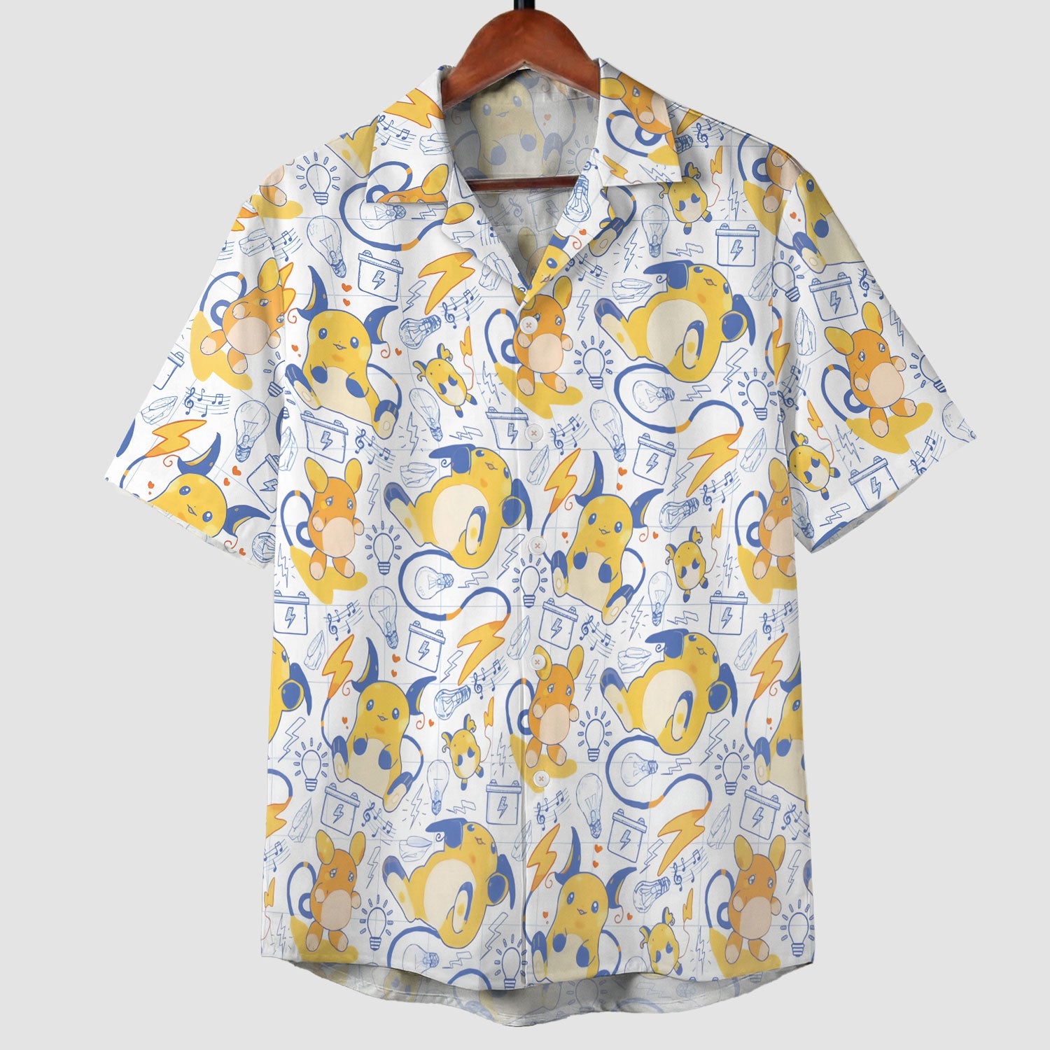 Anime Pokemon Raichu Kawaii Electric Pattern Hawaiian Shirt