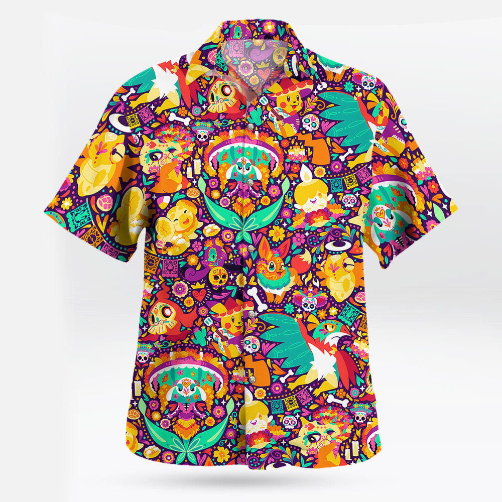Pokemon Dia de los Muertos Hawaiian Shirt Sugar Skull Tropical Style