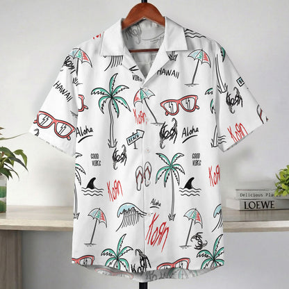 White Hand Drawn Aloha Hawaii Vibes Hawaiian Shirt