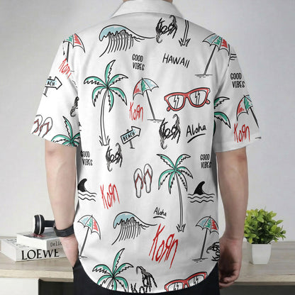 White Hand Drawn Aloha Hawaii Vibes Hawaiian Shirt