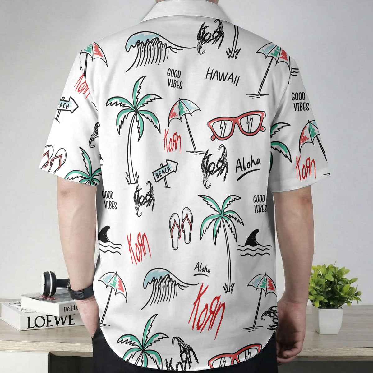 White Hand Drawn Aloha Hawaii Vibes Hawaiian Shirt
