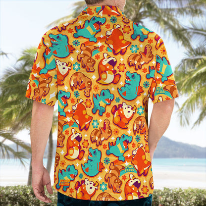 Crocodile Rock Button Up Hawaiian Shirt Retro Tropical Party Style