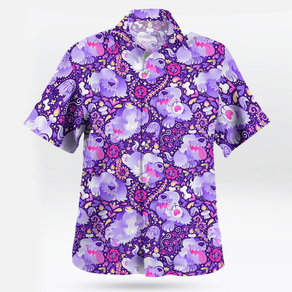 Greavard Purple Pattern Hawaiian Shirt Spooky & Stylish Summer Look