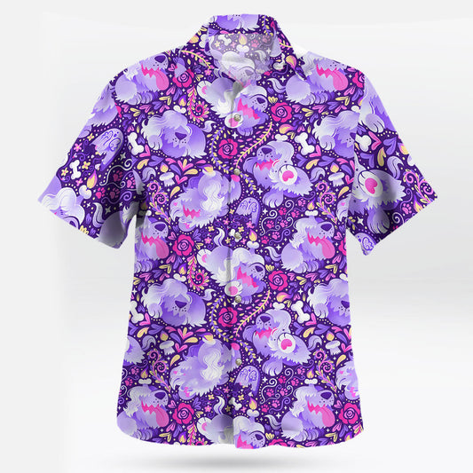 Greavard Purple Pattern Hawaiian Shirt Spooky & Stylish Summer Look