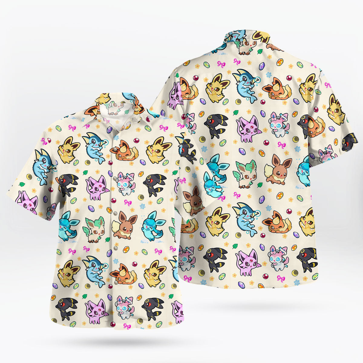 Cute Evolution Pattern Anime Hawaiian Shirt