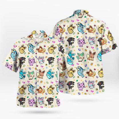 Cute Evolution Pattern Anime Hawaiian Shirt