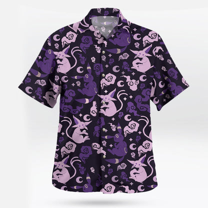 Anime Pokemon Espeon and Umbreon Purple Night Hawaiian Shirt