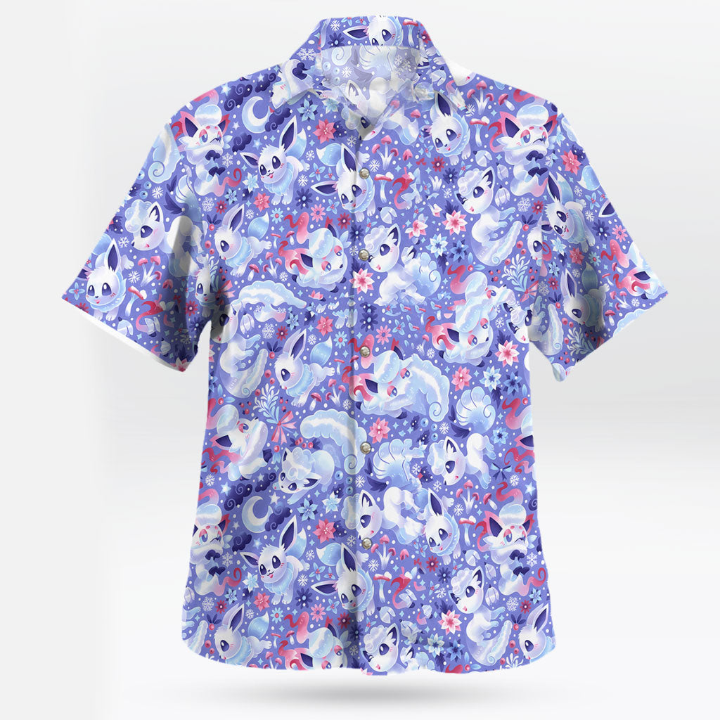 Alolan Vulpix Aloha Anime Hawaiian Shirt Chill and Cute