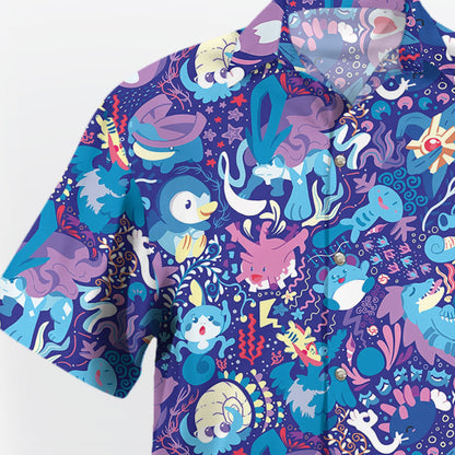 Water Type Sea Breeze Aloha Pattern Hawaiian Shirt