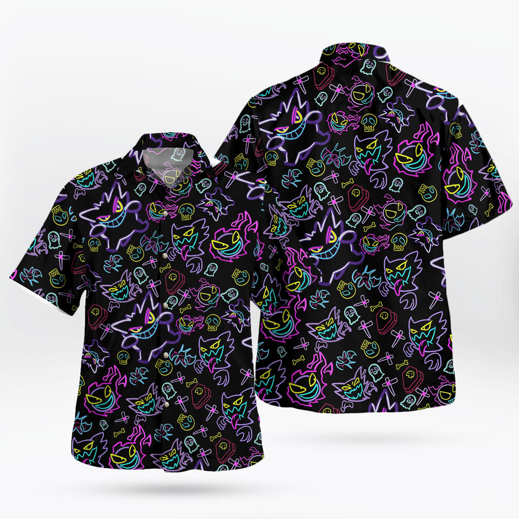 Unique Ghost Pattern Anime Aloha Hawaiian Shirt