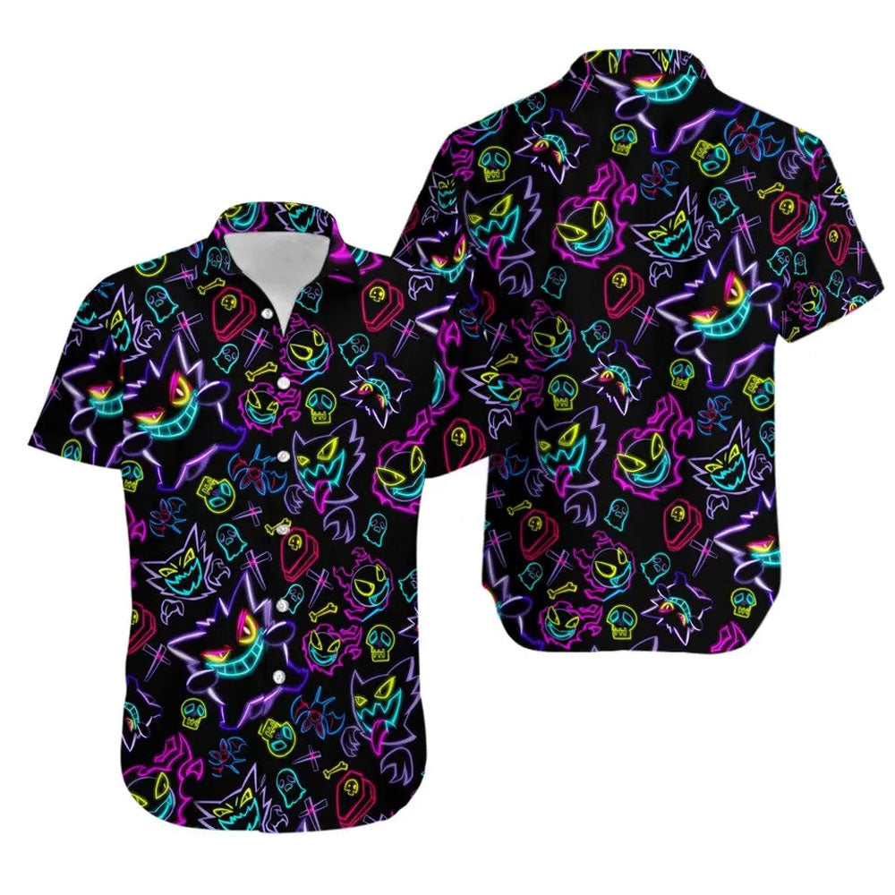 Unique Ghost Pattern Anime Aloha Hawaiian Shirt
