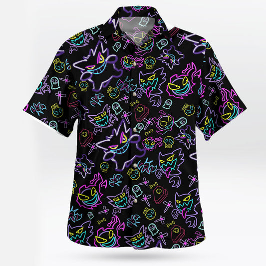 Pokemon Gengar Pattern Aloha Shirt Unique Anime Hawaiian Shirt for Fans