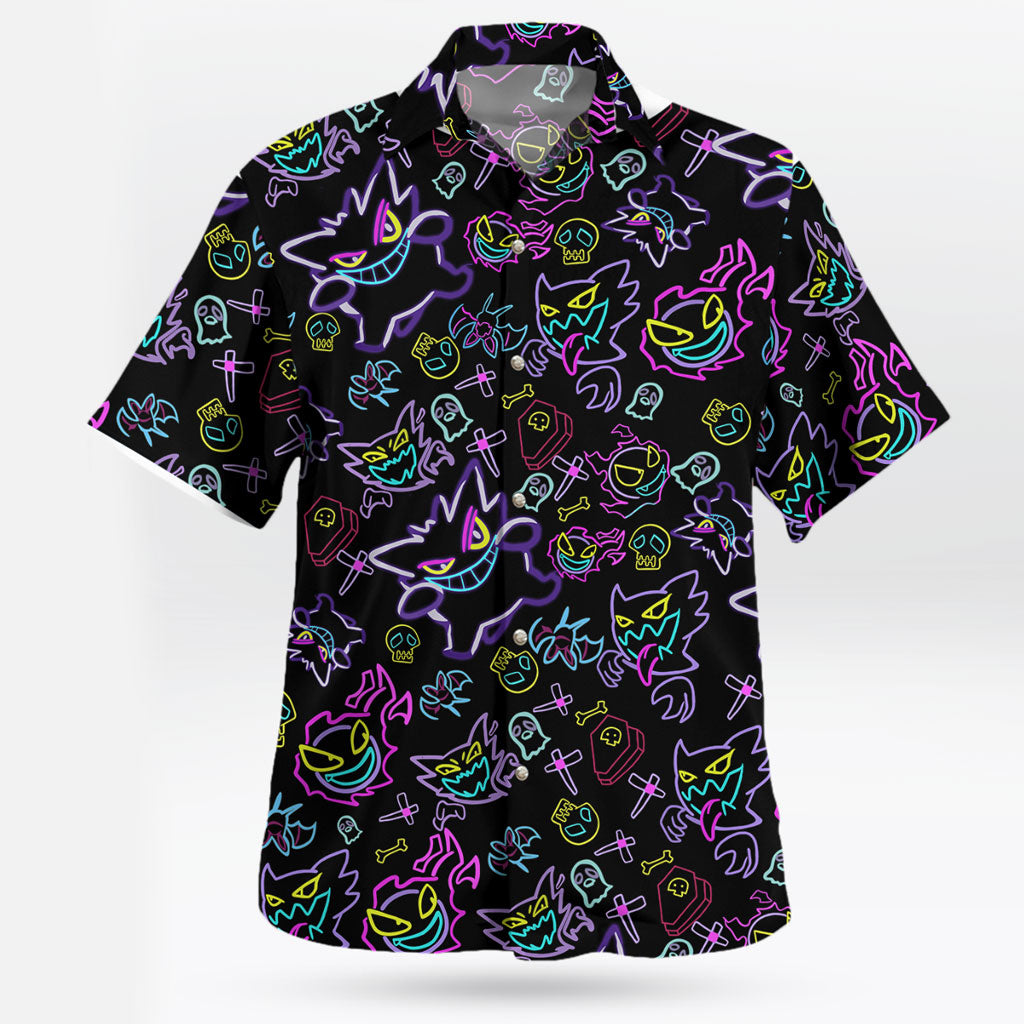 Pokemon Gengar Pattern Aloha Shirt Unique Anime Hawaiian Shirt for Fans