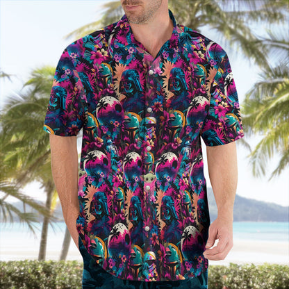 Neon Tropical Galaxy Hawaiian Shirt