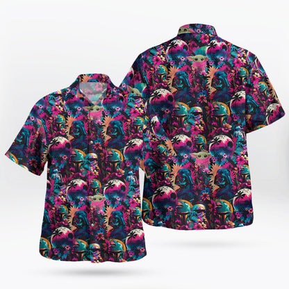 Neon Tropical Galaxy Hawaiian Shirt