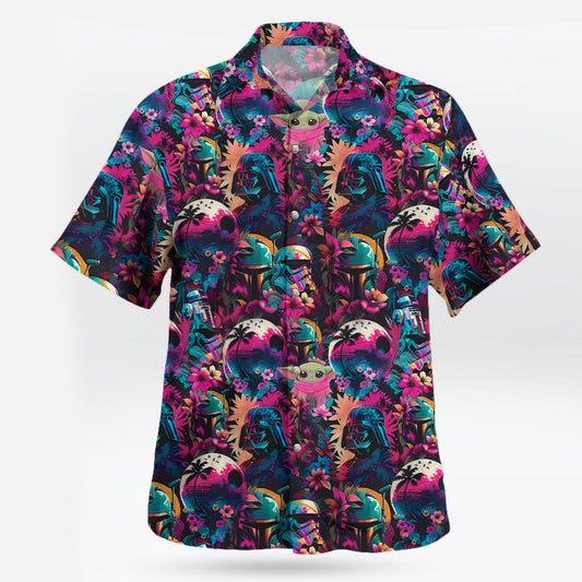 Neon Star Wars Tropical Galaxy Hawaiian Shirt